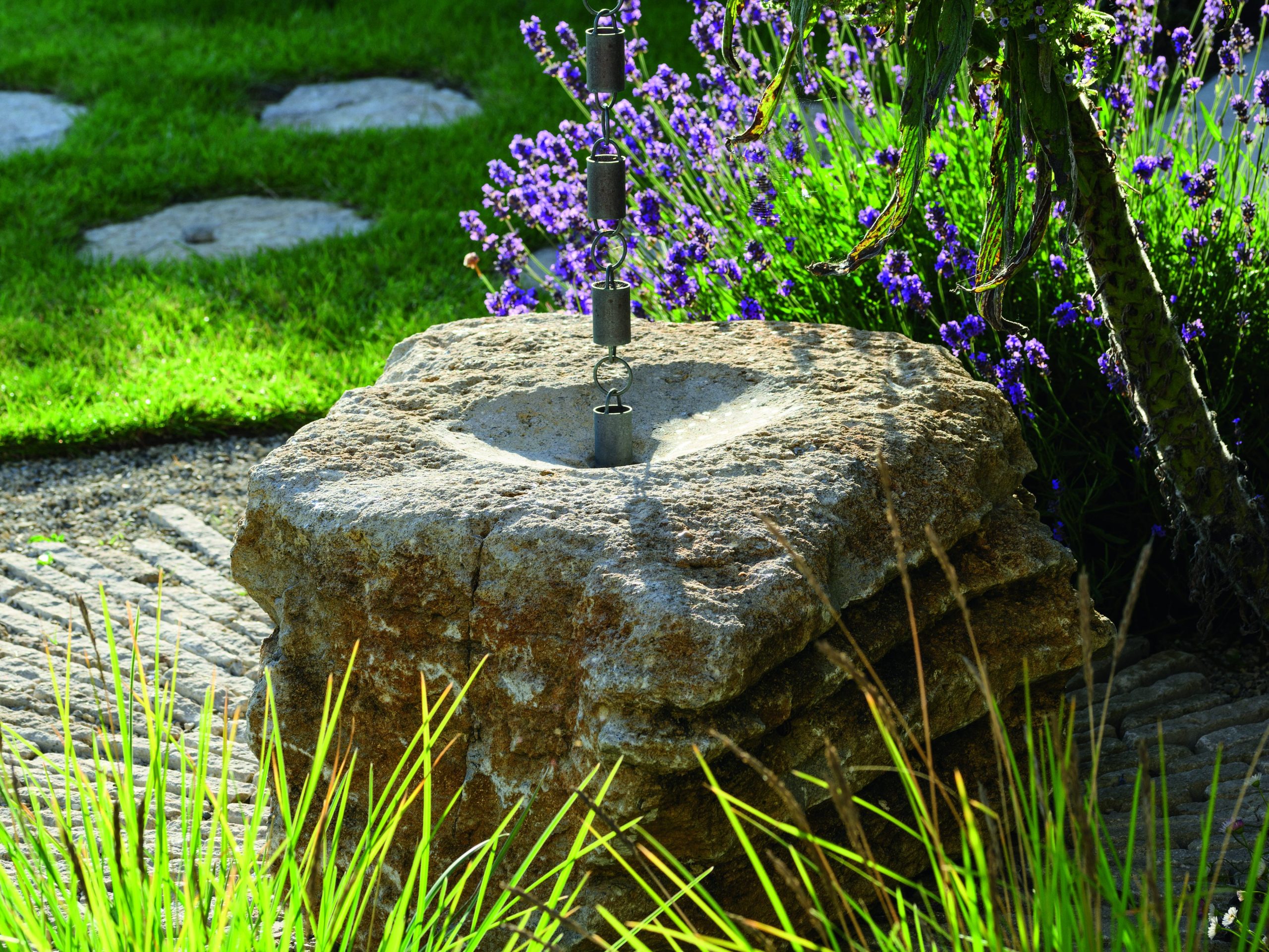 Water feature in garden