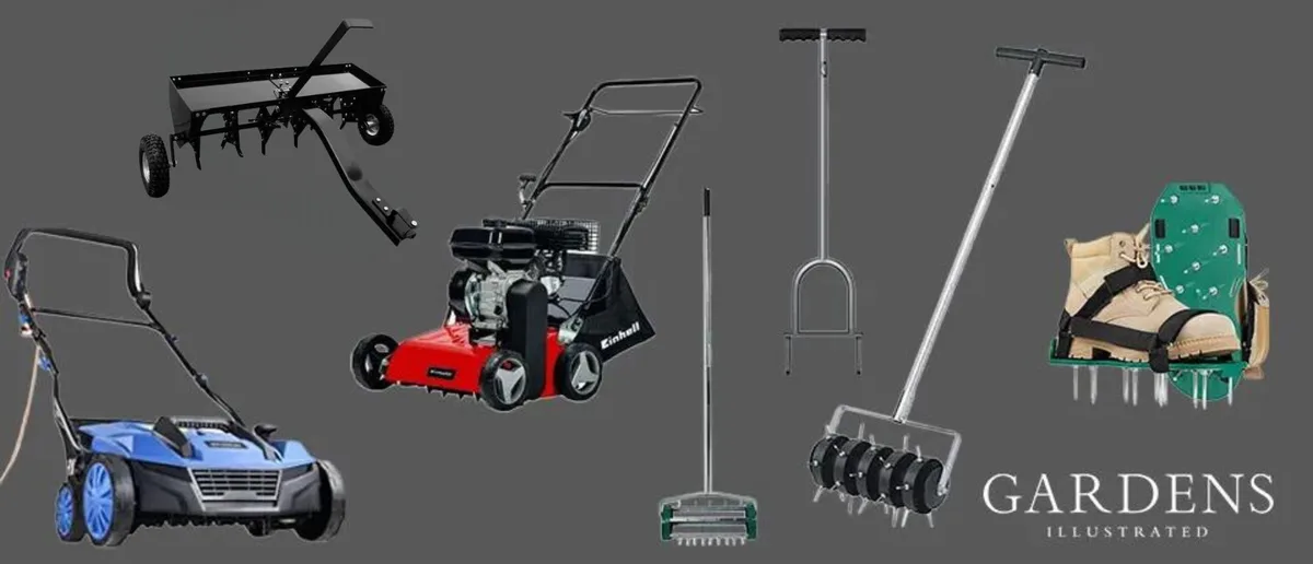 Lawn aerators Lawn aerators on a grey background