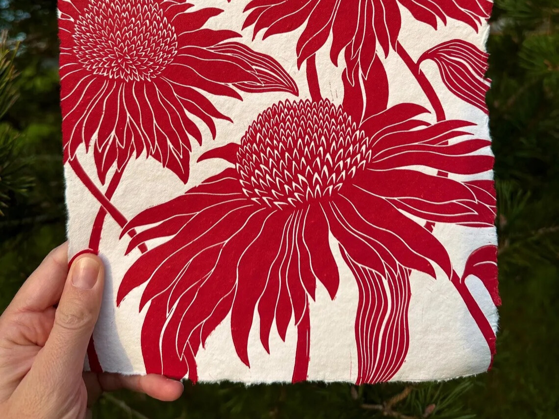GraceGillespiePrints Echinacea in ‘Berry’ print