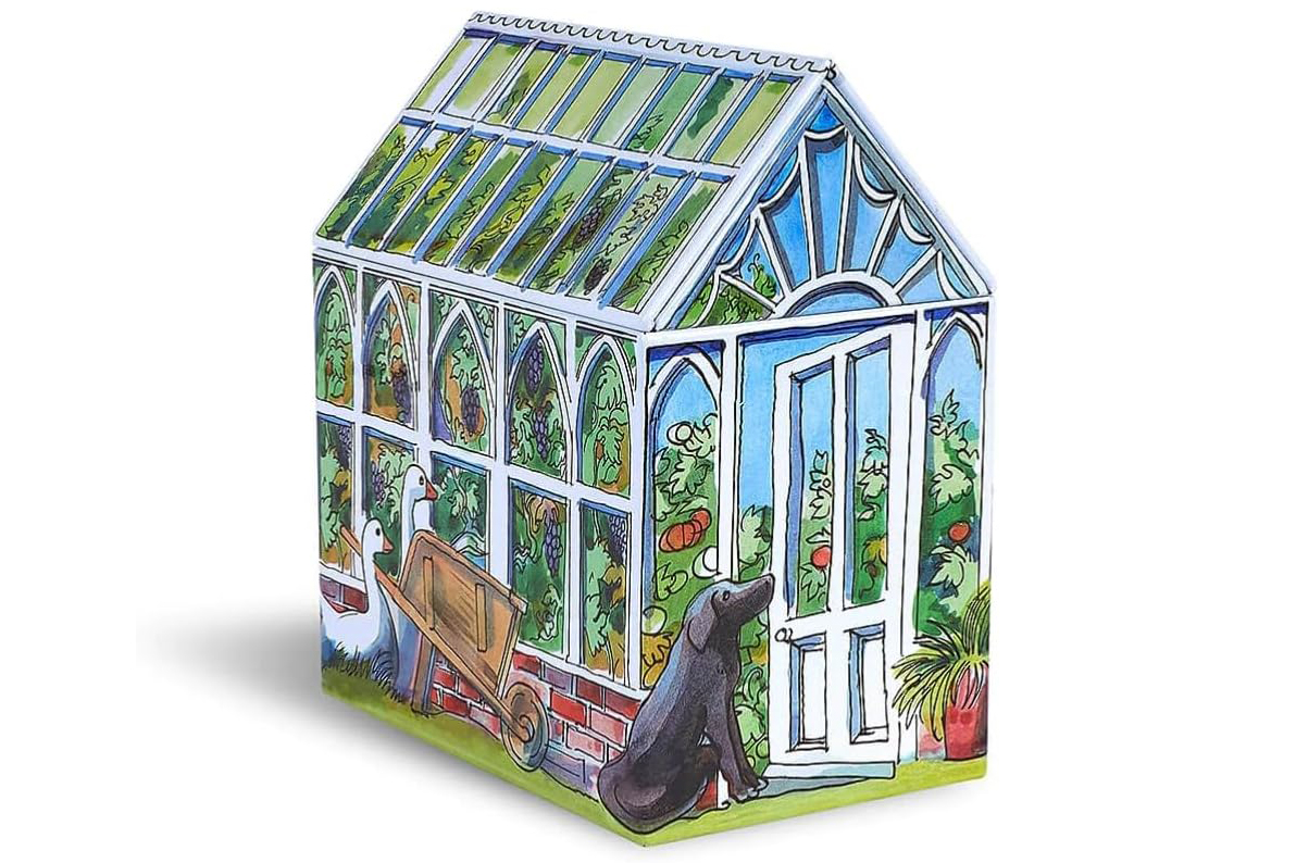 Emma Bridgewater Greenhouse Shaped Tin on a white background