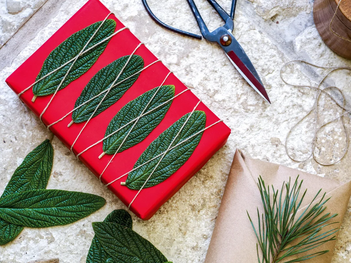 Christmas wrapping paper: making Christmas wrapping pape Easy natural wrapping paper