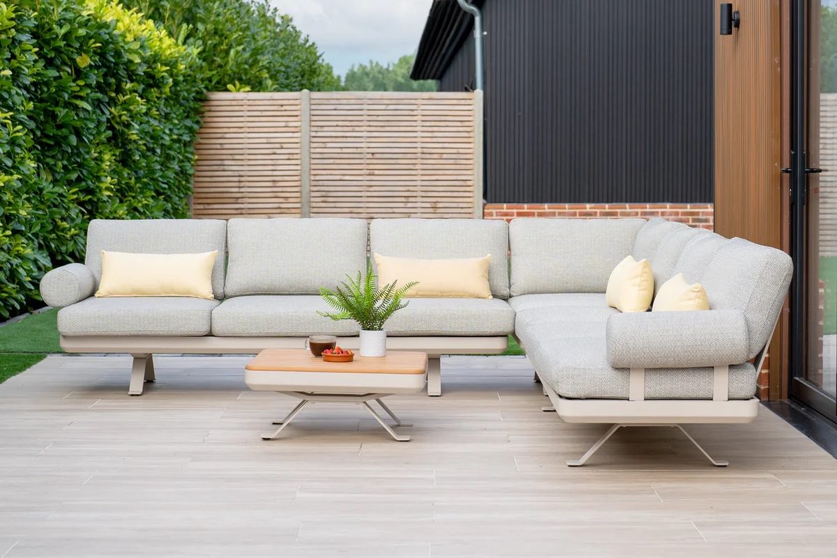 Harbour Lifestyle Vienna Corner Sofa Group Set in Grey on a terrace