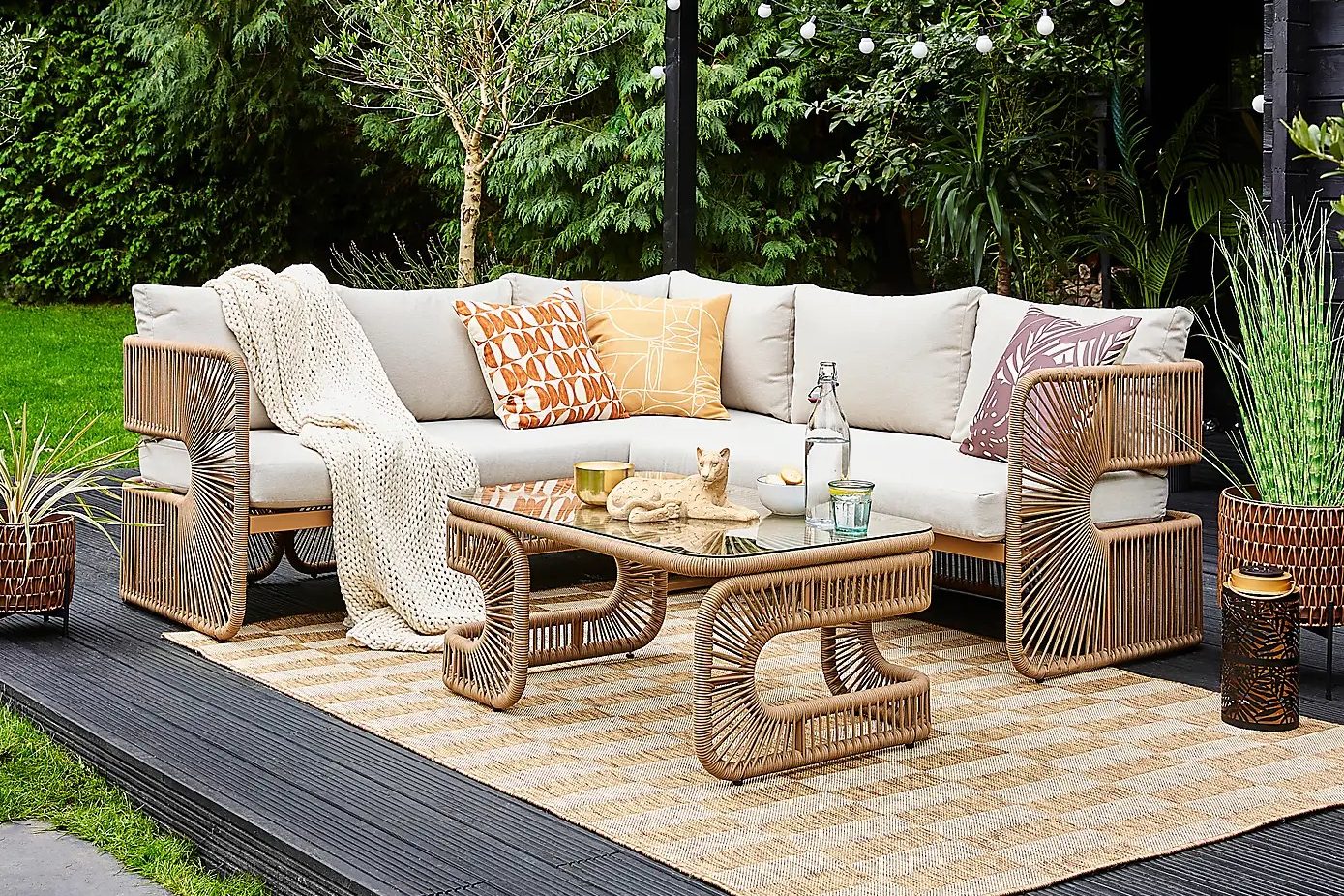 Amazonia Rope Corner Sofa Set on a decking