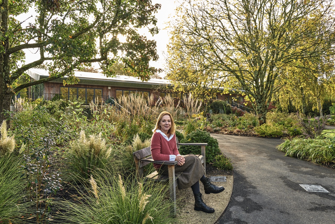 Designer Jo Thompson in her new Winter garden at RHS Garden Rosemoor, Devon