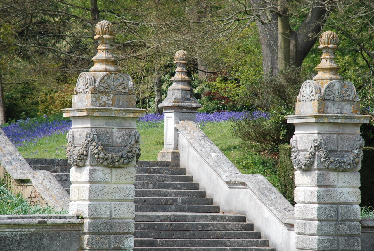 Stone steps in Shobrooke Park Gardens in Devon