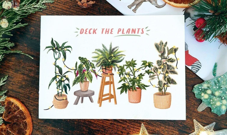 Houseplant Christmas card designs 